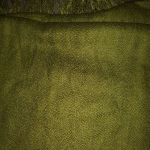 Olive green fringed scarf rectangle.